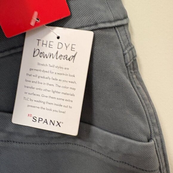 Spanx Pants Twill Straight Leg Pant Stretch NWT Size Small Hazy Blue Grey Cargo - Picture 8 of 15